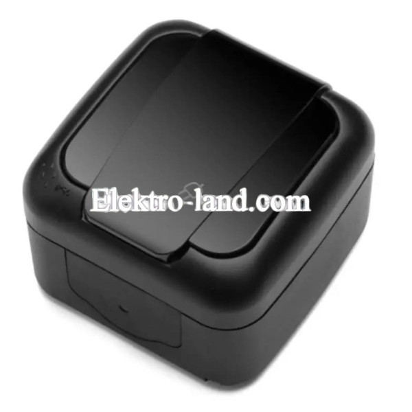 Розетка одинарная влагозащищенная IP54 черная VIKO PALMIYE